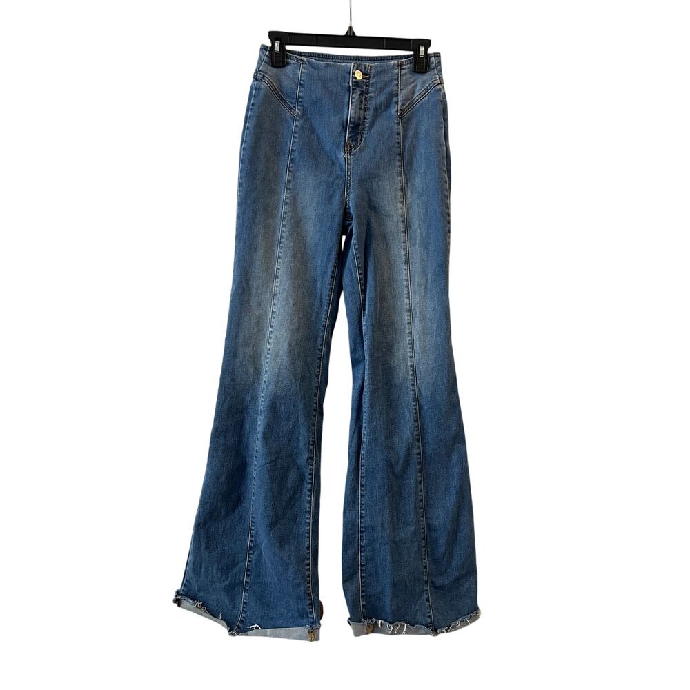 Free People We The Free Flare Wide Jeans High Rise size 26 Blue - Picture 2 of 8